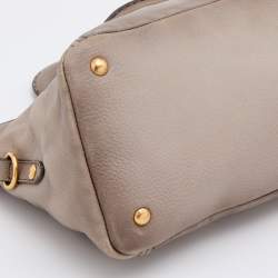 Prada  Light Grey Leather Shopper Tote