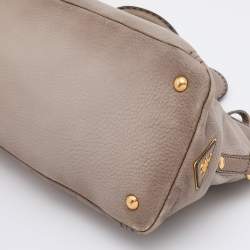 Prada  Light Grey Leather Shopper Tote