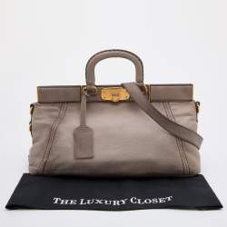 Prada  Light Grey Leather Shopper Tote