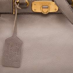 Prada  Light Grey Leather Shopper Tote