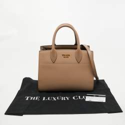 Pre Owned Prada Beige Saffiano Leather Bibliotheque Tote