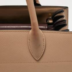 Pre Owned Prada Beige Saffiano Leather Bibliotheque Tote