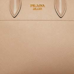 Pre Owned Prada Beige Saffiano Leather Bibliotheque Tote