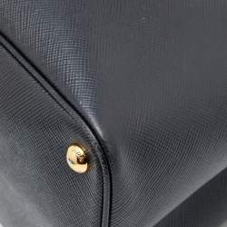 Pre Owned Prada Black Saffiano Cuir Leather Medium Double Handle Tote