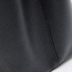 Pre Owned Prada Black Saffiano Cuir Leather Medium Double Handle Tote