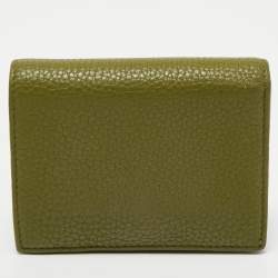Pre Owned Prada Green Daino Leather Bifold Card Case