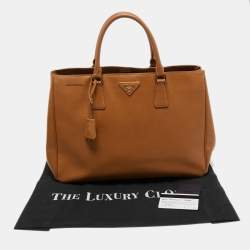 Pre Owned Prada Tan Saffiano Lux Leather Large Gardener's Tote