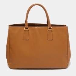 Pre Owned Prada Tan Saffiano Lux Leather Large Gardener's Tote