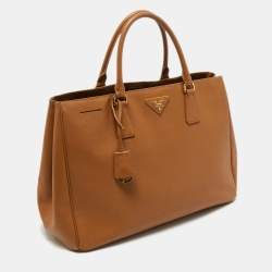 Pre Owned Prada Tan Saffiano Lux Leather Large Gardener's Tote