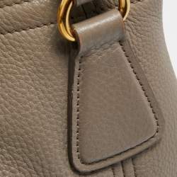 Pre Owned Prada Grey Vitello Daino Leather Sacca 2 Manici Tote