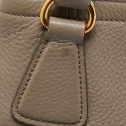 Pre Owned Prada Grey Vitello Daino Leather Sacca 2 Manici Tote