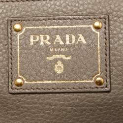 Pre Owned Prada Grey Vitello Daino Leather Sacca 2 Manici Tote