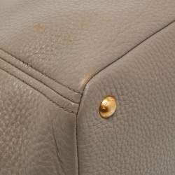 Pre Owned Prada Grey Vitello Daino Leather Sacca 2 Manici Tote