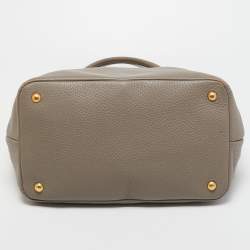 Pre Owned Prada Grey Vitello Daino Leather Sacca 2 Manici Tote