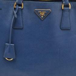 Pre Owned Prada Blue Saffiano Leather Large Double Zip Tote