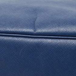 Pre Owned Prada Blue Saffiano Leather Large Double Zip Tote