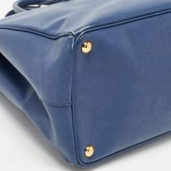 Pre Owned Prada Blue Saffiano Leather Large Double Zip Tote