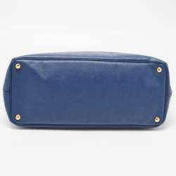 Pre Owned Prada Blue Saffiano Leather Large Double Zip Tote