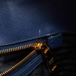 Pre Owned Prada Blue Saffiano Leather Large Double Zip Tote