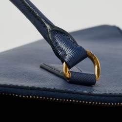 Pre Owned Prada Blue Saffiano Leather Large Double Zip Tote