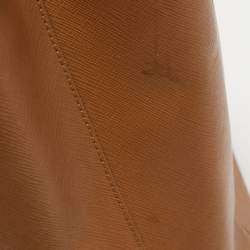 Pre Owned Prada Brown Saffiano Leather Large Double Zip Tote