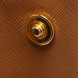 Pre Owned Prada Brown Saffiano Leather Large Double Zip Tote