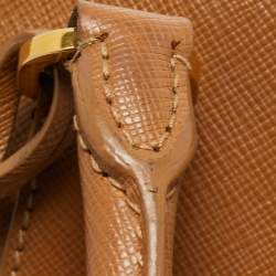 Pre Owned Prada Brown Saffiano Leather Large Double Zip Tote