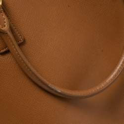Pre Owned Prada Brown Saffiano Leather Large Double Zip Tote
