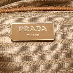 Pre Owned Prada Brown Saffiano Leather Large Double Zip Tote