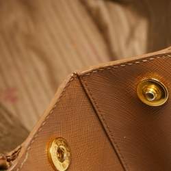 Pre Owned Prada Brown Saffiano Leather Large Double Zip Tote