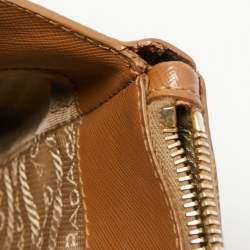 Pre Owned Prada Brown Saffiano Leather Large Double Zip Tote