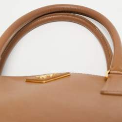 Pre Owned Prada Brown Saffiano Leather Large Double Zip Tote