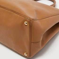 Pre Owned Prada Brown Saffiano Leather Large Double Zip Tote