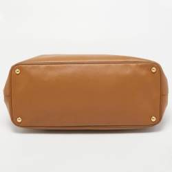 Pre Owned Prada Brown Saffiano Leather Large Double Zip Tote