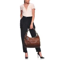 Prada Brown Ombre Deer Skin Leather Hobo