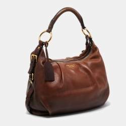Prada Brown Ombre Deer Skin Leather Hobo