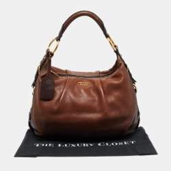 Prada Brown Ombre Deer Skin Leather Hobo