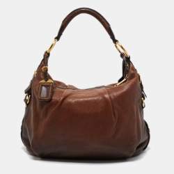 Prada Brown Ombre Deer Skin Leather Hobo