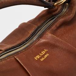Prada Brown Ombre Deer Skin Leather Hobo