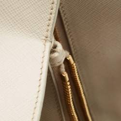 Prada Ivory Saffiano Leather Large Promenade Bag