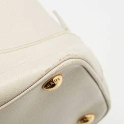 Prada Ivory Saffiano Leather Large Promenade Bag