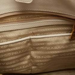 Prada Ivory Saffiano Leather Large Promenade Bag