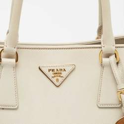 Prada Ivory Saffiano Leather Large Promenade Bag