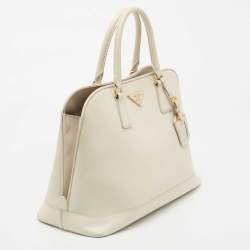 Prada Ivory Saffiano Leather Large Promenade Bag