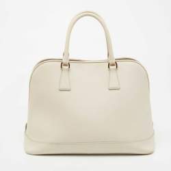 Prada Ivory Saffiano Leather Large Promenade Bag