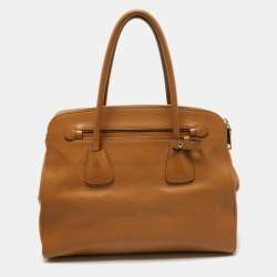 Pre Owned Prada Brown Leather Double Zip Top Handle Bag