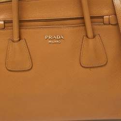 Pre Owned Prada Brown Leather Double Zip Top Handle Bag