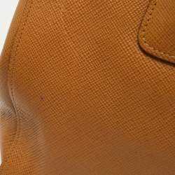 Pre Owned Prada Brown Leather Double Zip Top Handle Bag