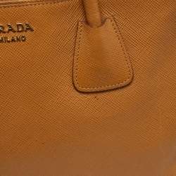 Pre Owned Prada Brown Leather Double Zip Top Handle Bag