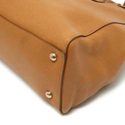 Pre Owned Prada Brown Leather Double Zip Top Handle Bag